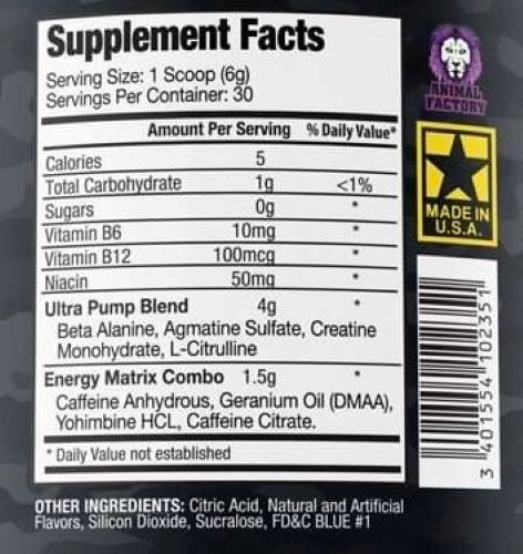 Mamba Rage Animal Factory Ingr